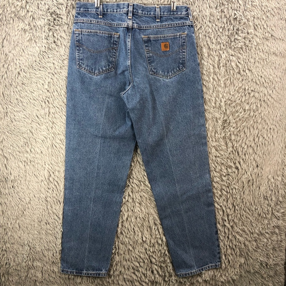 Carhartt Jeans Mens 36 B17 DST Straight Leg Denim Blue Logo Pocket EUC